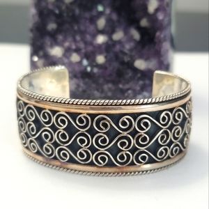 Estate Fine Sterling Silver Cuff Bracelet Signed Cii Mexico